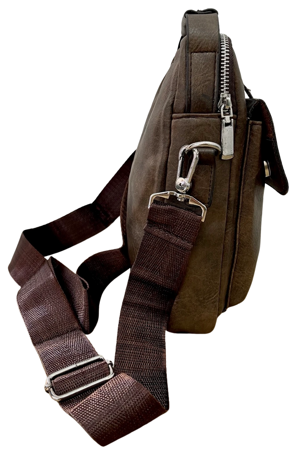 Sac trotter crossbody en simili-cuir marron foncé